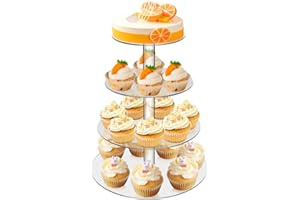ONEZEBRA 4 étages présentoir à gâteau avec 4 Pièces Goujons Épaisseur Acrylique Dessert Tour Support for Muffin et Gâteau pour Mariage, Bébé Fête & L'après-midi Thé，Lempilage de Gâteaux à Plusieurs Niveaux