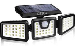 KIBTOY Solar Sensor Outdoor Bright Light Easy to Install, Security Light with 360° Wide Lighting Angle IP65 Waterproof for Front Door,Pathway,Yard,Garage