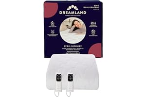 Dreamland – King Bamboo Electric Blanket, 2 Detachable controls, Fast Heating Underblanket, 6 Heat Settings, Hypoallergenic, Auto Safety Shut Off, 200x150cm, Heated Blanket for King Bed