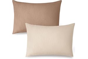 HYHIOTS Musselin-Kissenbezüge für Kleinkinder, Baumwolle, weich und atmungsaktiv, Kinder-Kissenbezüge für Reisen, mit Hotelverschluss, für 33 x 45,7 cm, 35,6 x 48,3 cm, 30,5 x 40,6 cm, Braun + Khaki