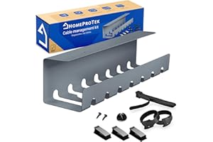 HOMEPROTEK Passe-câbles pour Une Gestion des câbles ordonnée - Support de câble avec Montage Facile, Gris, 43x10x10cm Organisateur pour Bureau à Domicile