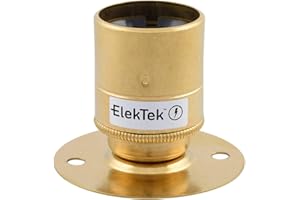 ElekTek ES E27 Batten Lamp Bulb Holder with Plain Skirt Ideal for Vintage Filament Bulbs Brass