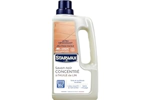 STARWAX - Savon Noir Concentré à l'Huile de Lin Pour Sols Intérieurs - Nettoie, Nourrit et Protège - 99% d'Ingrédients d'Origine Naturelle - Fabriqué en France - 1 L - 50m²