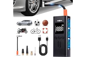 WHZOHCAR Compresseur à Air Portatif 6000mAh Gonfleur Pneus Voiture sans Fil 150PSI Mini Pompe avec Lumière LED Affichage Numérique et Port C USB Electrique Compresseur pour Voiture, Moto, Vélo, Balle