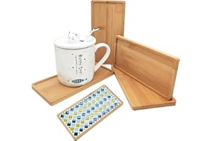 ANKTILY Bambus-Mosaik-Untersetzer, leere Bodenschalen für Bastelarbeiten, DIY-Mosaikzubehör, Trinkbecher-Untersetzer, Pflanzen-Untersetzer, Kunstplatte (rechteckig), 4 Stück