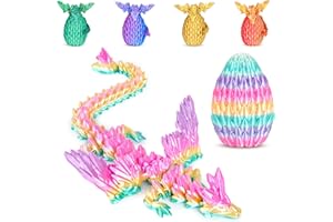 BALKWAN Winged Dragon Inside Surprise Egg Fun Collectible Toy Gift for Kids and Adults, 3D Printed Fantasy Dragon Ideal for Christmas Easter Birthdays and Holiday Decorations (Rainbow, Medium)