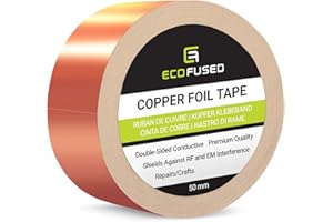 ECO-FUSED Samoprzylepna taśma z folii miedzianej premium – dwustronna przewodząca – 2 cale (50 mm) – ekranowanie EMI i HF, obwody papierowe, naprawy elektryczne, uziemienie, wnętrze domu