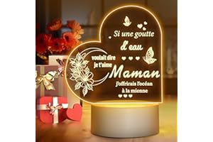 Winzwon Cadeau Fete Des Meres, Cadeau Maman, Veilleuse en Acrylique Cadeau pour Maman, Cadeau Maman Anniversaire Cadeau Maman Noel, Personnalisé Lampe