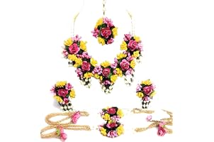 C&G INDIA Flower Designer Jewellery Set For Women And Girls Mehandi Haldi Bridal Baby Shower Marriage