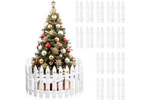 LUBOXIN 16 Pcs Christmas Tree Fences 30 x 10 cm White Plastic Picket Fence Mini Christmas Tree Gate Snowflake Reindeer Garden Decoration Fence for Holiday Party Office Home Decor
