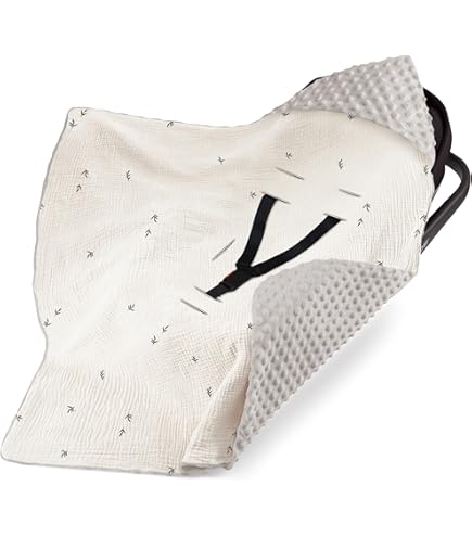 roba Deken voor baby's en kinderen, nijntje – 82,5 x 73 cm – met riemsleuven – ideaal voor autostoelen en kinderwagens – microvezel – biologisch katoen – klittenbandsluiting – grijs
