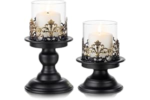 ‎SZIQIQI Sziqiqi Vintage Kerzenständer Kerzenhalter für Stumpenkerzen - Schwarz Matt Rustikal Kerzenständer Metall Kerzenleuchter Kerzen Ständer für Weihnachtsdeko Ostern Advent Halloween Ramadan Taufe