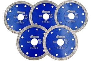 SHDIATOOL Disco Diamantato 5 Pezzi 115mm con X Mesh Turbo per Porcellana Piastrella Ceramica Granito Marmo