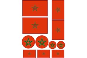 Daged FS Lot de 11 autocollants pour drapeau du Maroc