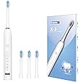 Dento-B Adult X-3 Sonic Electric Toothbrush With 3 Brush Heads 6 Brushing Modes 42000 Vibrations Per Minute 2 Hours Charging Lasts Upto 60 Days Ipx7 Waterproof Head 1 Year Warranty Multicolor (White)