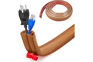 BOCGUY Petit passe-câbles flexible, autocollant, 3 m x 2 cm, cache-câble flexible, facile à couper, montage pour tous les câbles d'alimentation, maison, bureau, entrepôt (grain de bois)