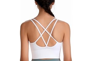 SotRong Womens Sports Bra Cross Back Strappy Bra Padded Mid Impact Support Gym Yoga Running Bra Sexy Crop Top for GILR Teens