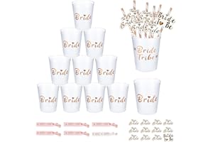 ROSEDREAMER 12 Stück JGA Becher 450ml Team Bride Tassen Wiederverwendbar Bachelorette Party Cup Party Accessories Deko Rosegold für Bridal Shower Verlobungsfeier Junggesellenabschied frauen Party