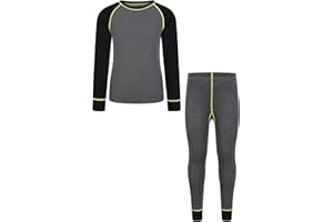 Mountain Warehouse Merino Kids Round Neck Thermal Baselayer Top – Long Sleeve, Lightweight, Antibacterial, Breathable & Quick Dry T-Shirt - Travelling & Outdoors