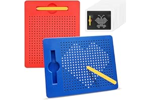 XZMCAT 2 Pezzi Tavolo da Disegno Magnetico con Penna e Palline Magnetiche, Magico Gioco Magnetico, Portare Lavagna Magnetica per Bambini, Scarabocchi Giocattolo Educativo per dai 3 Anni in su (Rot/Blau)