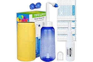 TONELIFE Neti Pot,Sinus Rinse Kit + 40Packets Nasal Salt+ Moisturizing Nasal Sprayer- Neti Pot Sinus Rinse -Sinus Rinse-300ml Nasal Rinse Kit with Sinus Rinse Sachets for Adult Kids