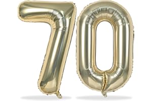 LINGQIANG Champagne Gold Number 70 Birthday Balloons, 40 Inch Large Light Gold Foil Number 7 & 0 Balloons for Women, 70th Birthday Balloons for 70 Year Old Men Anniversary Birthday Party Decorations Supplies