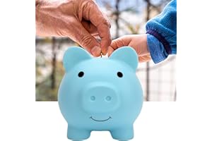 VKWE Piggy Bank for Boys Girls Toddlers Kids Adults,Cute Coin Cash Money Box,Unbreakable Money Bank Decoration Savings Coins Cash Fun Gift (Blue)