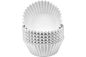 Jinlaili 100PCS Caissettes à Cupcakes en Papier Métallisé, Caissettes à Muffin Tasses, Cupcake Wrappers, Emballage de Cupcakes Décoration pour Anniversaire Party Fête de Mariage Dessert (Argent)