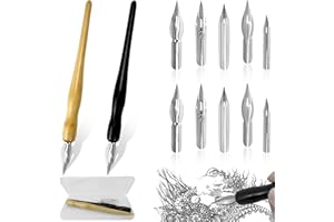 IRENWARL Nib Pen and Holder Set, Nib Pen Set, 125 mm Drawing Comic Pen, Nib Holder, Nib Calligraphy Pen Set with 5 Different Nibs, Pen Holder for Comics Calligraphy (2 Colours)
