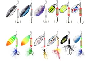 TRUSCEND Señuelos Giratorios para Pesca con Jig o al Agua Viva en Agua Dulce y Salada, Señuelos Rooster Tail para Trucha, Lubina, Lucioperca, Salmón y Lucio, Spinners de Pesca con Doble Cuchilla