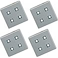 Leyton Lighting Set of 4 Square LED Plinth Lights, 15 Lumen Light Output per Light, only 2W Energy Consumption per Kit, Includes Plug Driver