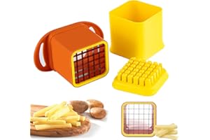 xyuayamz Taglia Patate, Tagliapatate Professionale a Taglio Rapido in Acciaio Inox, Tagliapatate Manuale, Multifunzione Verdure con Griglie per Cipolla Carota Patata Cetrioli Frutta, Arancione