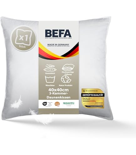 Betten Hofmann Daunenkopfkissen 40x40 Cm – 150 G Daunen, Waschbar, Kuschelweich