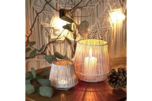 ‎ZEYA ZEYA Windlicht weiß Gold Metall 2er Set, 15 + 9 cm hoch, Windlicht Boho, Trendige Teelichthalter Draht, Moderne Laterne Tischdeko, Kerzenhalter Deko Wohnzimmer, Präsent zum Valentinstag