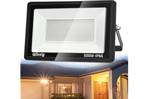 ‎BLIVRIG LED Strahler Außen 500W, LED Strahler 500W, 50000LM Superhell Außenstrahler LED Fluter IP66 Wasserfest LED Außenleuchte Flutlicht，3500K Warmweiß LED-Strahler für Hinterhof, Garage, Flur, Garten