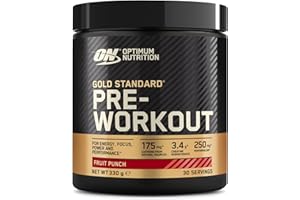 Optimum Nutrition Gold Standard Pre Workout Powder, Energy Drink with Creatine Monohydrate, Beta Alanine, Caffeine and Vitamin B Complex, Nutrition Supplement, Fruit Punch Flavour, 30 Servings, 330 g