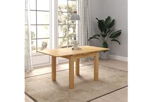 Hallowood Furniture Waverly Oak Small Extendable Dining Table, Rectangular Solid Wood Folding or Extending Table, Space Saver Design for Kitchens, Dining Rooms, or Lounge