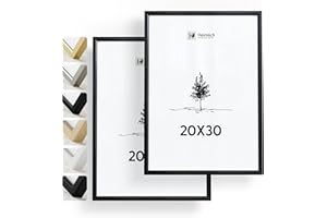 Heimlich® - Marco para fotos - 20 x 30 cm, aluminio y metal, negro, paquete de 2 - Marcos pequeños para certificados y documentos con cubierta de plástico - Montaje en pared o sobremesa