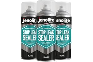 JENOLITE Spray Scellant Anti-Fuite | NOIR | 3x400ml | Scellant anti-fuites pour gouttières et toits plats | Joint d'étanchéité imperméable | Remplit, scelle et arrête les fuites