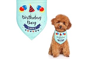 SUBTAVIK Bandana d'anniversaire pour Chien, Bandana pour Chien pour Anniversaires Triangle garçon écharpe pour Chien Animaux de Compagnie Fournitures de fête d'anniversaire Bandana Anniversaire (Bleu-Vert)