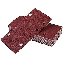 Schuurpapier, 50 stuks, 93 x 185 mm, schuurpapier, 8 gaten, rechthoekig, voor schuurmachine (80 korrelgrootte