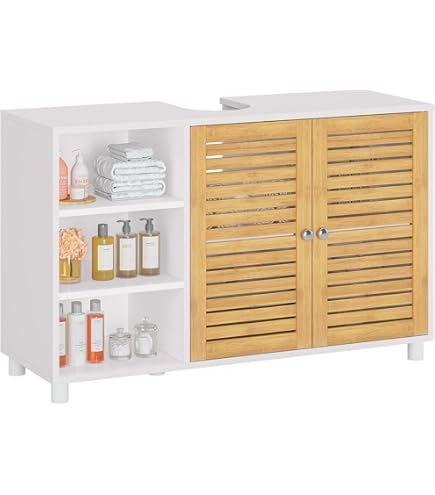 FORABAMB Armoire à Pharmacie Avec Miroir, Armoire Murale De Salle De Bain Avec Etageres De Rangement Armoire Murale A Suspendre En Bambou Avec Porte Et Etagere Reglable Pour Entree Chambre A