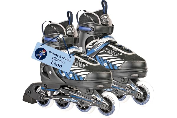 HUDORA Inline Skates Mia/Leon - Patins à roulettes pour Enfants/Adolescents & Adultes en différentes Tailles & Couleurs - Rollers réglables en 4 Tailles - Confortables & stylés