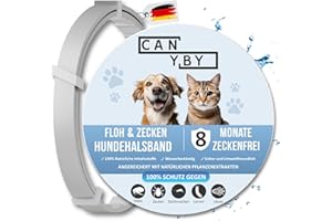 CANYBY Zeckenhalsband für Hunde – Natürlicher Zecken- & Flohschutz, Wasserdicht & Effektiver Schutz bis zu 8 Monate mit 100% natürlichen Inhaltsstoffen (Grau, 62cm)