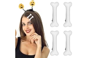 WLLHYF 4 Pack White Bone Hair Clips Goth Barrettes Halloween Vivid Dog Bones Hairpins Alligator Side Band Clips Cosplay Costume Hair Accessories for Women Girl Pebbles Party Christmas