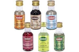 TURKEYMILK Food Flavouring Essence Bundle Containing 6 Preema Food Flavours/Essences (Peppermint, Almond, Vanilla, Strawberry, Orange, Vanilla)