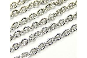 Perlin - Cadena de acero inoxidable de 3 metros, cadena de metal, eslabones redondos, 2 x 2,5 mm, color plateado, por metros, para joyas, accesorios, bricolaje, M424 x3.