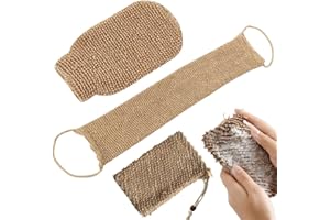 NOCHME Guantes Exfoliantes para el Cuerpo, Natural Yute Ecológico Exfoliating Glove Monos y Tiras para la Espalda y Red de Espuma Conjunto Exfoliante Suave, Efectivo y Cómodo