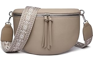 FOMAX Elegante Damen Umhängetasche aus Veganleder mit silbernem Verschluss Bohemian Style