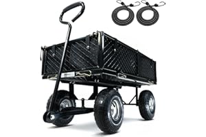 MoverX 250KG Garden Trolley, Heavy Duty Trolley, Garden Cart, Gardening Trolly On Wheels, 4 Wheel Outdoor Truck, Festival, Camping, Fishing, Beach Wagon, Liner in Black
